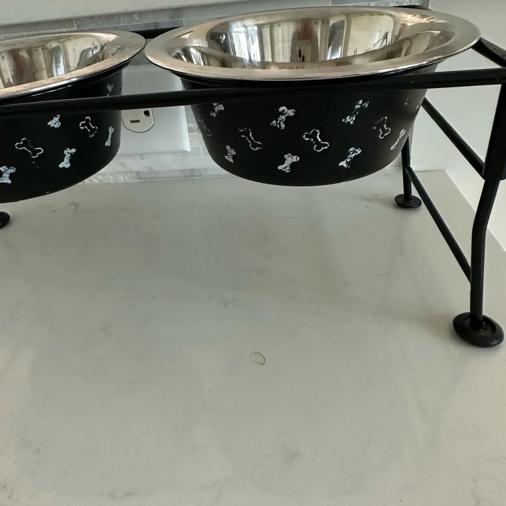 Stainless Steel Double Pet Bowl with Stand